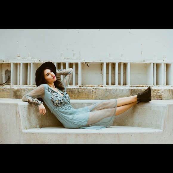 Blue Floral Dress - Picture 2 of 3